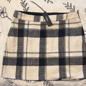 Lulu's Plaid Mini Skirt in Black and Cream
